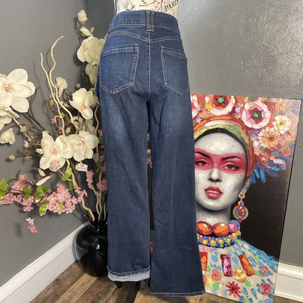 Democracy "Ab"solution Itty Bitty Bootcut Blue Jeans Women's 10 Whiskers Stretch - Picture 8 of 12